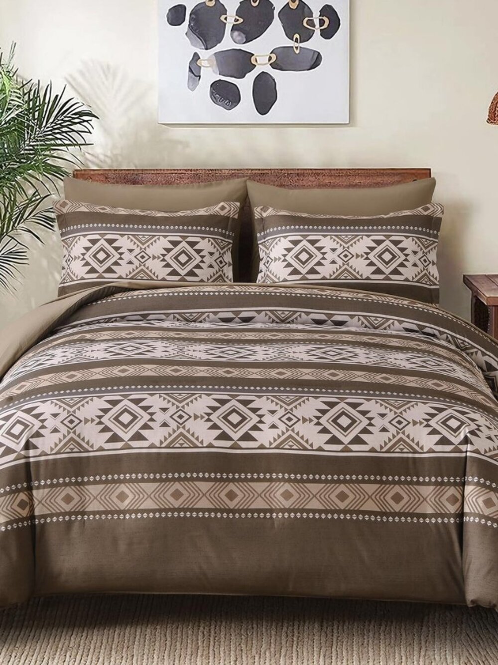 Fall Brown Queen Comforter Set, 7 Pieces Boho Western Bedding Set